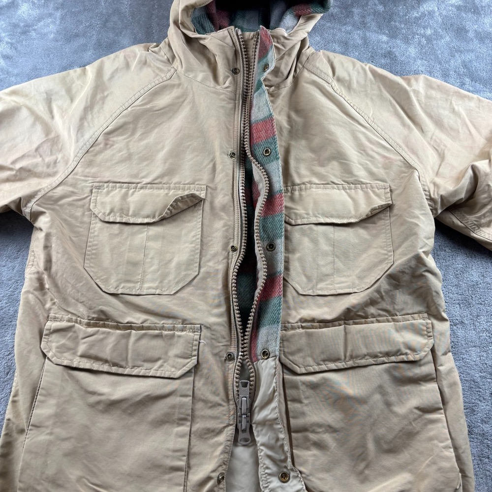 Vintage 90's Woolrich Parka Hunting Jacket‎ Men Medium Beige  Full Zip Hooded - Picture 4 of 9